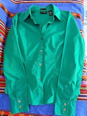 NEW YORK & CO Teal Dress Shirt - Size Small